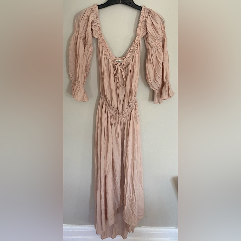 Anna Kaci XL Coquette Peasant Balloon Sleeve off shoulder asymmetric long dress